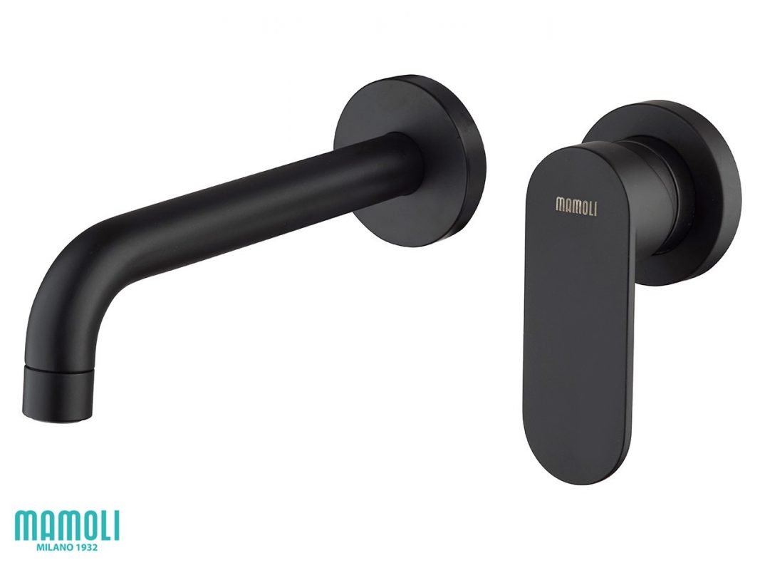 sadler miscelatore lavabo a muro nero opaco logo zoom