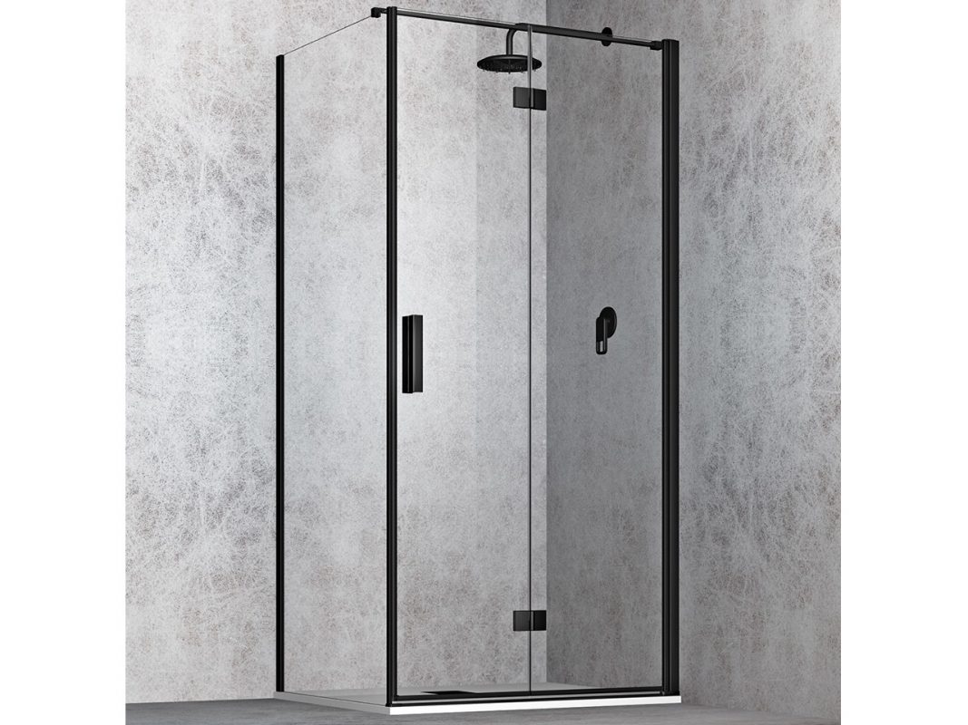 box doccia porta pieghevole lato fisso destra nero zoom