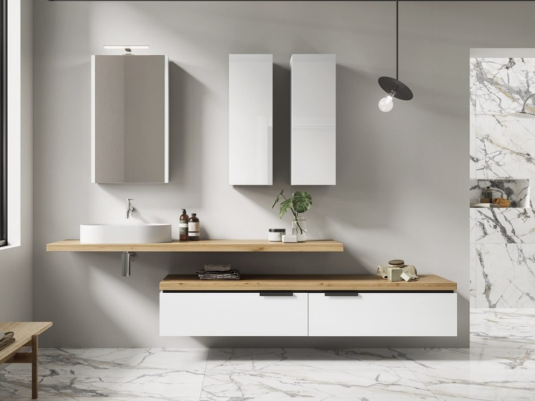 mensola oxygen 180 lavabo appoggio bianco zoom