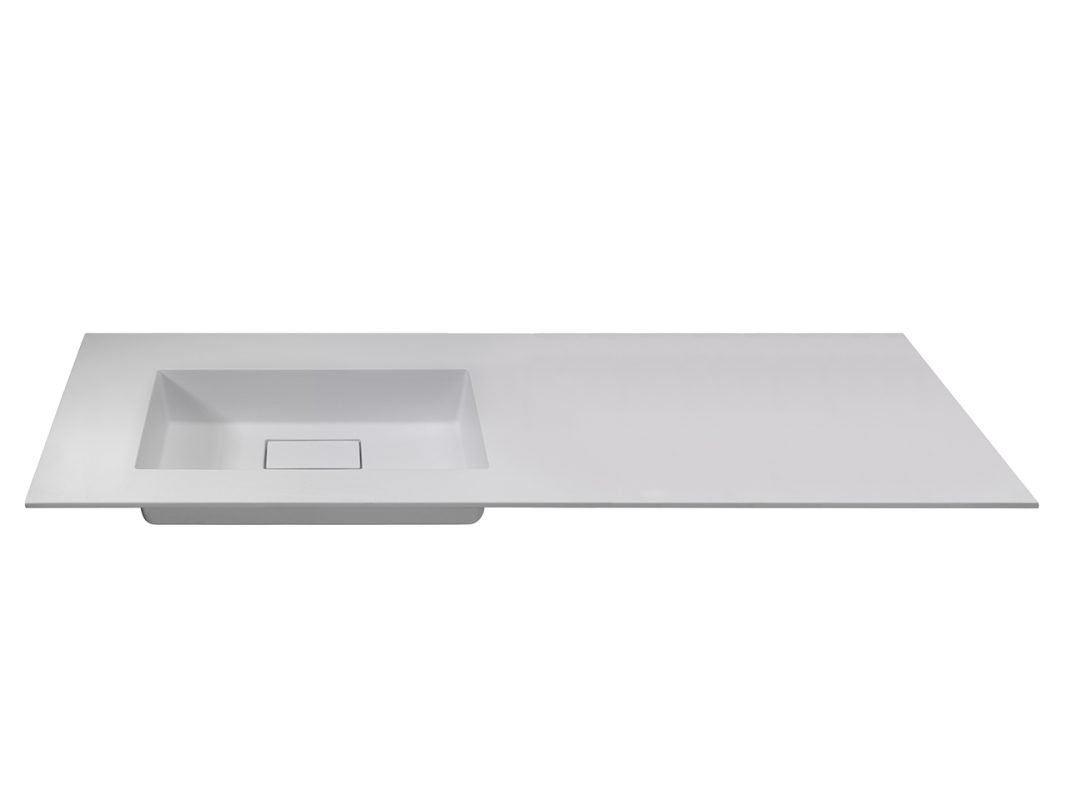 lavabo da appoggio unitop hide 160 5x51 5 sinistro in marmoresina bianco opaco zoom