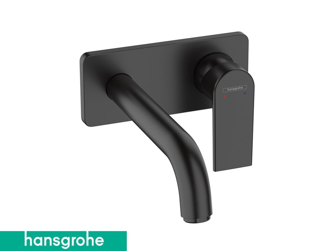 miscelatore per lavabo a muro hansgrohe vernis shape con bocca da 20 7 cm nero opaco risparmio idrico nb zoom
