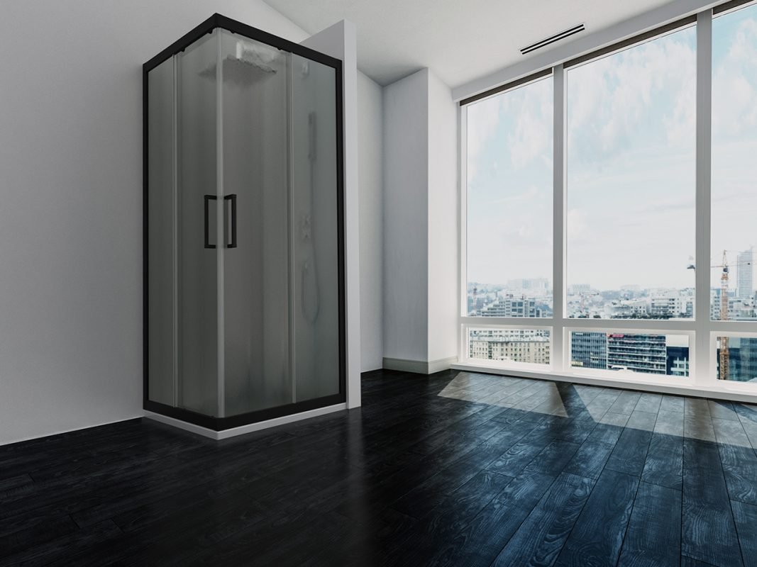 zen box doccia angolare scorrevole cincilla nero opaco zoom