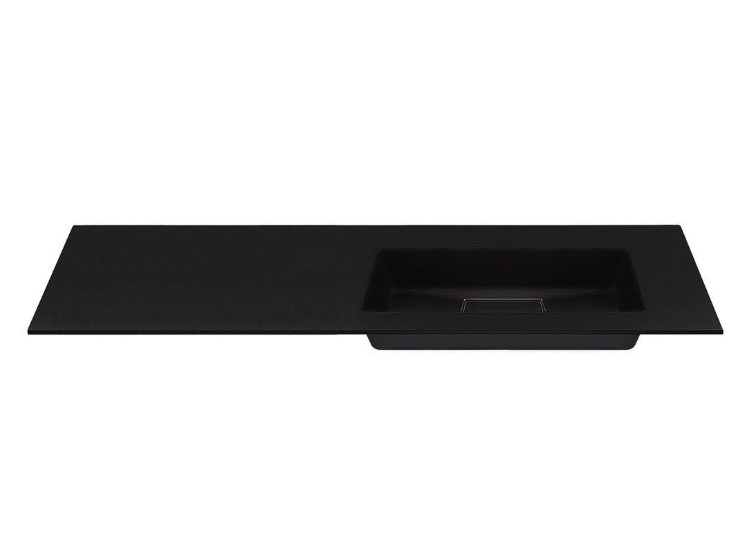 lavabo da appoggio unitop hide pietra 160 5x51 5 destro in marmoresina nero semilucido zoom