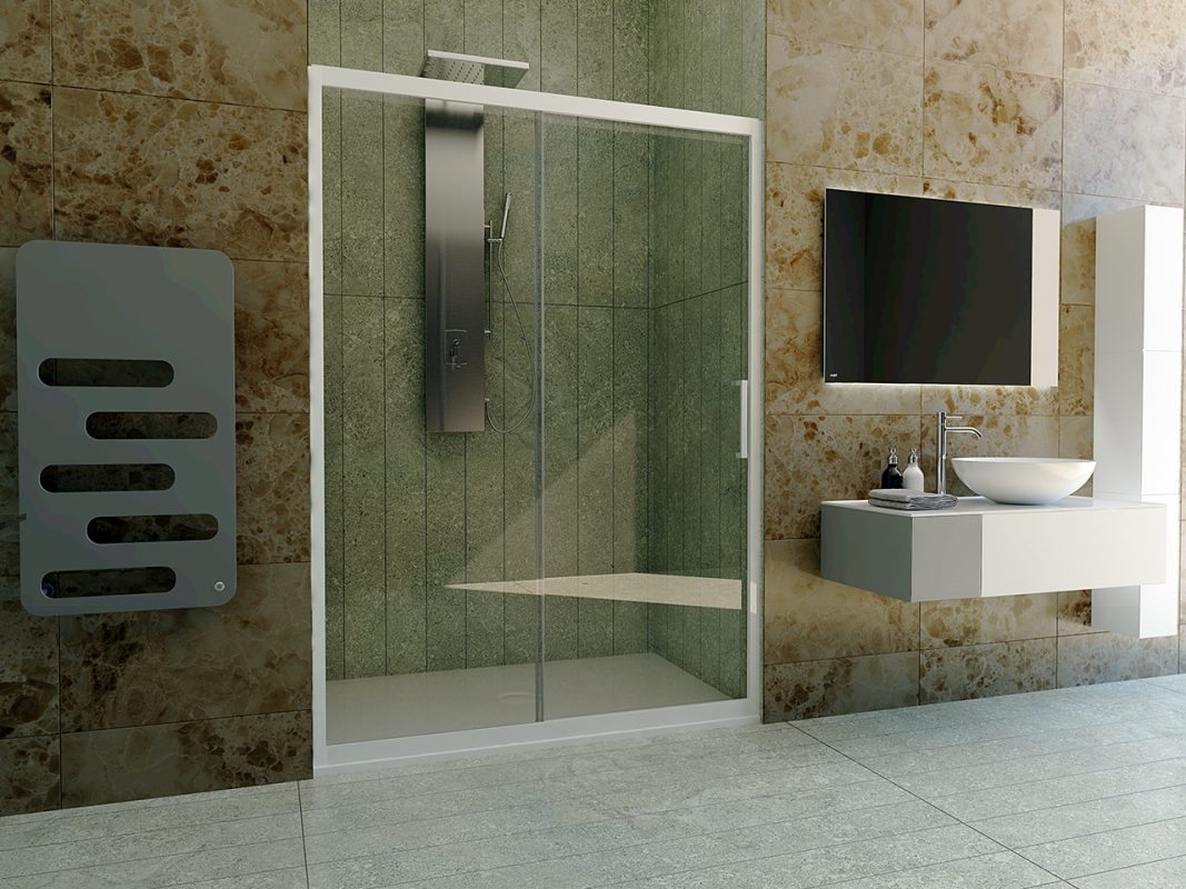 zen porta doccia trasparente bianco lucido zoom